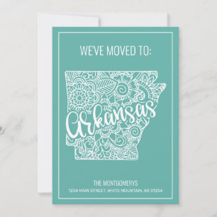Boho Aquamarin Floral Mandala Arkansas Staat Movin Ankündigung