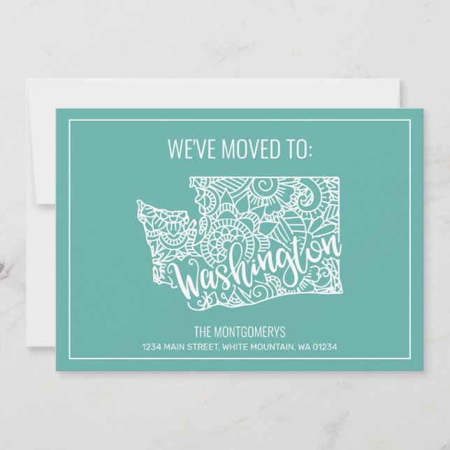 Boho Aquamarin Floral Mandala Washington Staat Mov Ankündigung (Vorderseite)