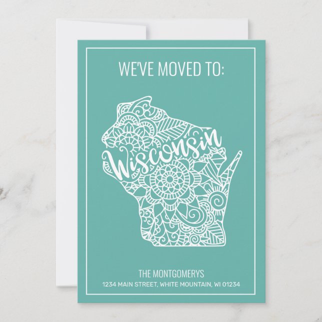 Boho Aquamarin Floral Mandala Wisconsin Staat Movi Ankündigung (Vorderseite)