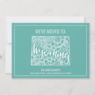 Boho Aquamarin Floral Mandala Wyoming Staat Moving Ankündigung