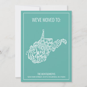 Boho Aquamarin Floral West Virginia Staat Moving Ankündigung