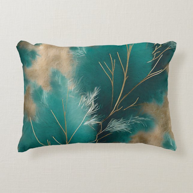 Boho Aquamarin Pillow - Abstrakte Wohngestaltung D Dekokissen (Vorderseite)