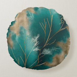 Boho Aquamarin Pillow - Abstrakte Wohngestaltung D Rundes Kissen