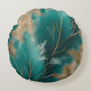 Boho Aquamarin Pillow - Abstrakte Wohngestaltung D Rundes Kissen