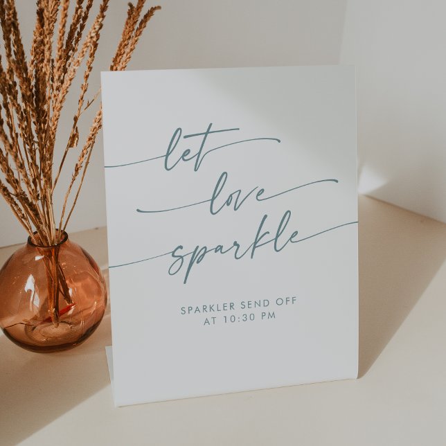Boho Aquamarin und White Sparkler abschicken Hochz Sockelschild (Boho Teal and White Sparkler Send Off Wedding Pedestal Sign)