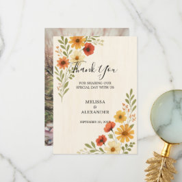 Boho Aquarell Blume Foto Hochzeit Dankeskarte
