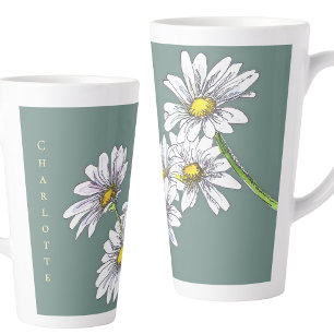 Boho-Aquarell-Blumen-Daisy-Weihnachtsgeschenk Milchtasse