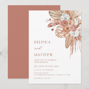 Boho-Aquarell-Blumen-Lassige Hochzeit Einladung