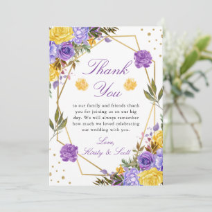 Boho-Aquarell-Frühlingsblumen Goldrahmen Hochzeit Dankeskarte