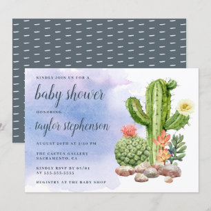 Boho Aquarell-saftige Kaktus-Babyparty Einladung