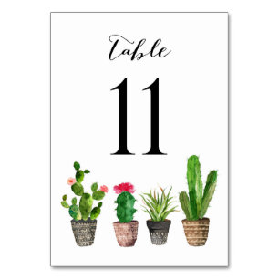 Boho-Aquarell-Sukkulenten-Tischnummernkarte 11 Tischnummer