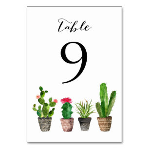 Boho-Aquarell-Sukkulenten-Tischnummernkarte 9 Tischnummer