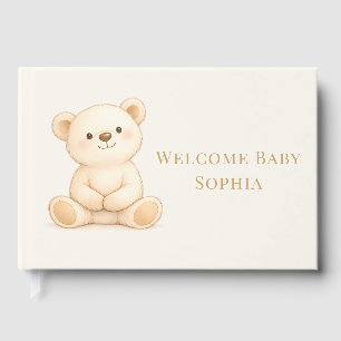 Boho-Aquarell-Teddybär-Willkommens-Baby-Party Gästebuch
