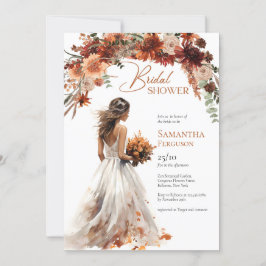 Boho Aquarell Terracotta Bouquet Hochzeitskleid Einladung