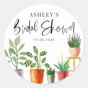 Boho-Aquarell-Topfpflanzen-Brautparty Runder Aufkleber