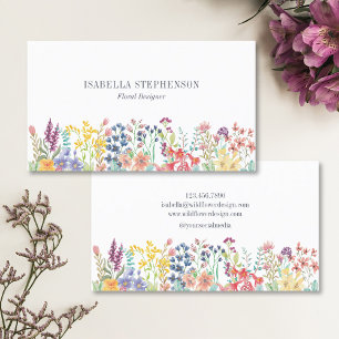 Boho-Aquarell-Wildblumen-Blumendesigner Visitenkarte