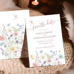 Boho-Aquarell-Wildblumen-Hochzeit Save The Date