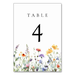 Boho-Aquarell-Wildblumen-Hochzeitstisch-Nummer Tischnummer