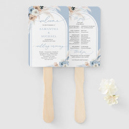 Boho Aquarellblau und Rost tropischer Bogen Fächer