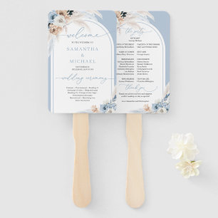 Boho Aquarellblau und Rost tropischer Bogen Fächer