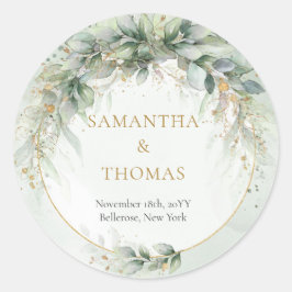 Boho aquarelle eucalyptus cadre or Stickers
