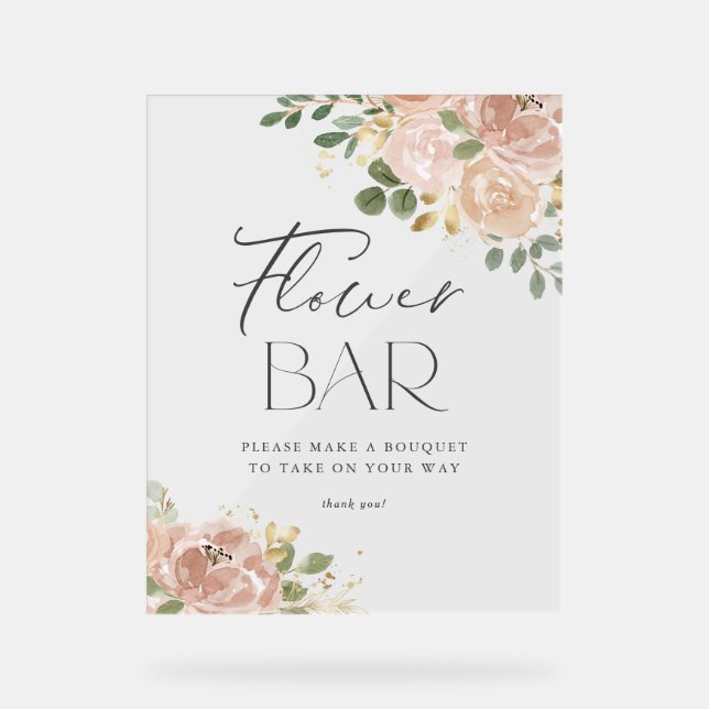 Boho Aquarelle Mauve Peach Flowers Floral Bar (Recto)