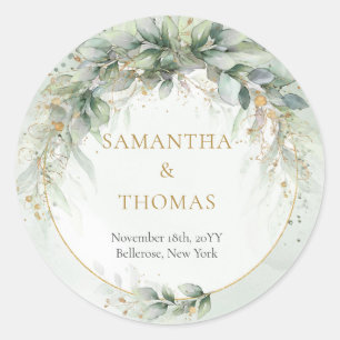 Boho Aquarellfarbe Eukalyptus Goldrahmen Sticker