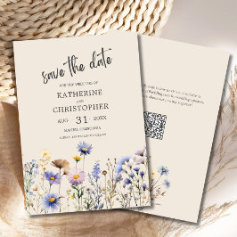BOHO Aquarellfarben Wildblumen Elegante Beige Hoch Save The Date