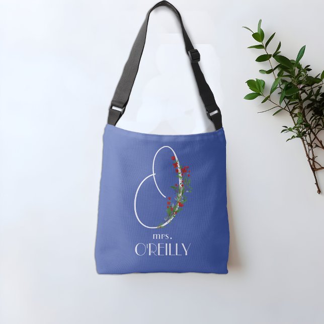 Boho Aquarellkalligraphie O Lehrerin blau Tragetaschen Mit Langen Trägern (Von Creator hochgeladen)