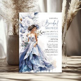 Boho Aquarellmarinekleid und Brautkleid aus weißer Einladung