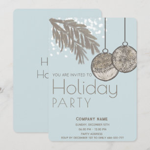 Boho Aquarellschnee-Ornamente Corporate Holiday Einladung