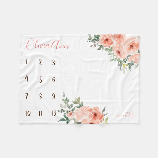 Boho Aquarellstein Peach Foto Propeller Fleecedecke (Vorderseite (Horizontal))