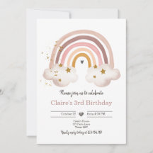 Boho Arc-en-ciel Anniversaire Invitation Girl Rust