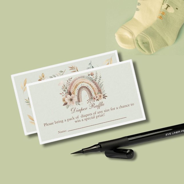 Boho Arc-en-ciel et fleurs Baby Diaper Carte Raffl (Créateur téléchargé)