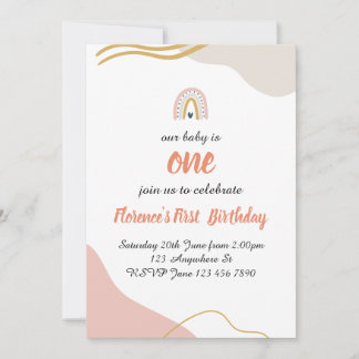 Boho Arc-en-ciel première invitation anniversaire