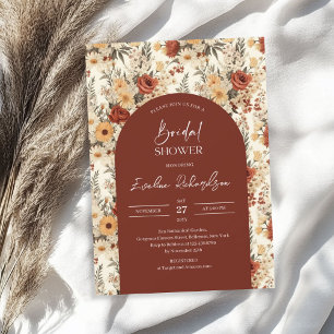 Boho arch Aquarell Terracotta-gelbe Wildblumen Einladung