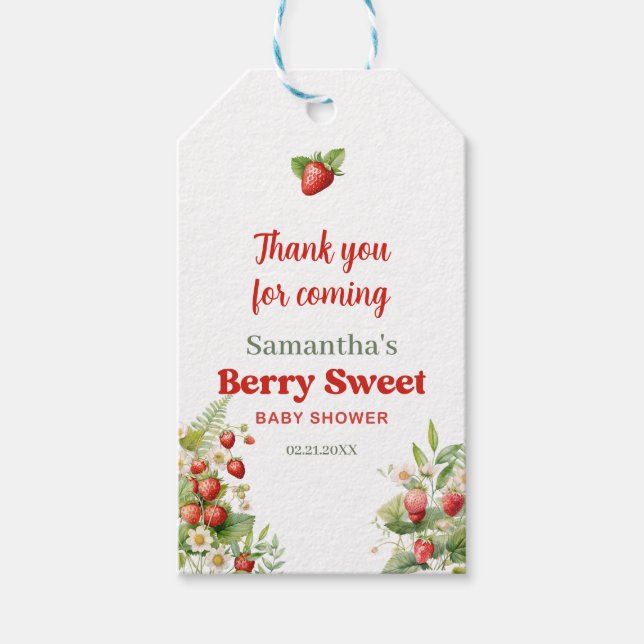 Boho Arch Berry Sweet Wild Strawberry vielen Dank Geschenkanhänger (Vorderseite)