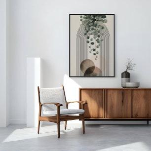 Boho Arch Botanical   Eukalyptus Neutrales Minimal Leinwanddruck