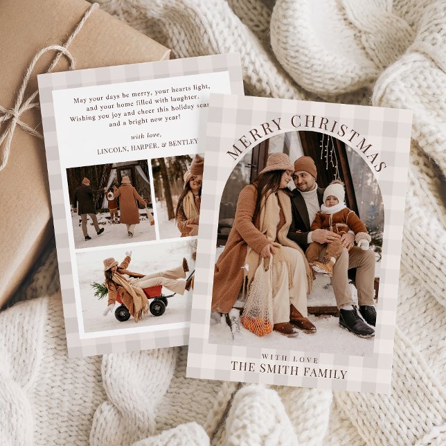 Boho Arch Carte photo de vacances, Joyeux Noël (Créateur téléchargé)