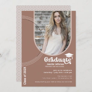 Boho Arch Chic Graduation tons terre invitation