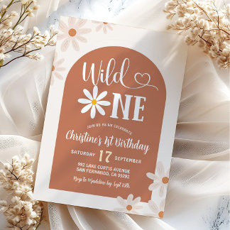 Boho Arch Daisy Wild ein erster Geburtstag Einladung