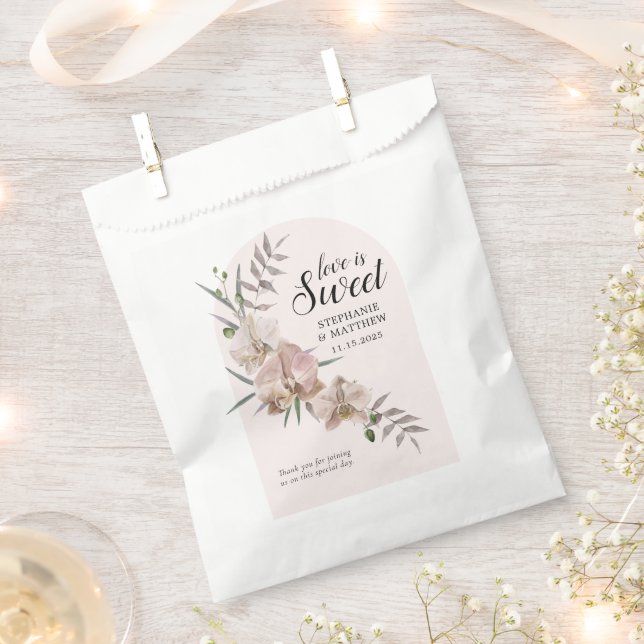 Boho Arch Dusty Orchids Liebe ist süße Hochzeit Geschenktütchen (Ausgeschnitten)
