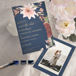 BOHO Arch Eleganter Marineschwarm in Roter Flora w Save The Date