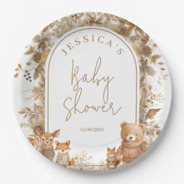 Boho Arch Fall Woodland Animals Baby Dusche Pappteller