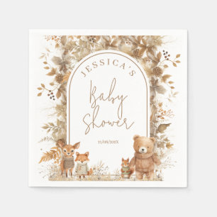 Boho Arch Fall Woodland Animals Baby Dusche Serviette