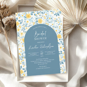 Boho arch farbige hellblaugelbe Wildblumen Einladung