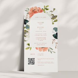 Boho Arch Floral Watercolor Hochzeit All In One Einladung