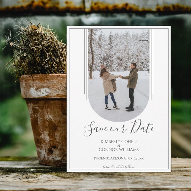 Boho Arch Foto Save the Date | Weiß (Von Creator hochgeladen)