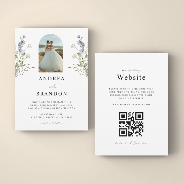 Boho Arch Foto Wildblumen alle in einer Hochzeit Einladung (Von Creator hochgeladen)