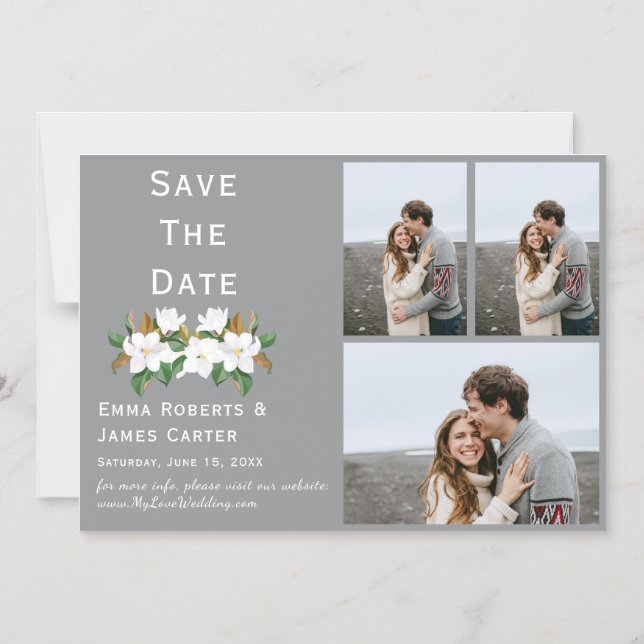 Boho Arch Gray Foto Speichern Sie das Date Magnet (Vorderseite)
